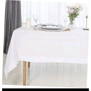 White Linen Tablecloth 60 x 156 Inch - & 11 Placemats White